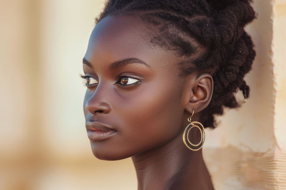 Portrait photo of a black girl person human face.