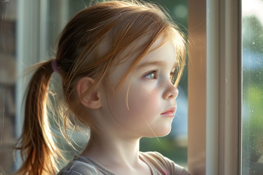 A girl portrait standing at window side photography person female.