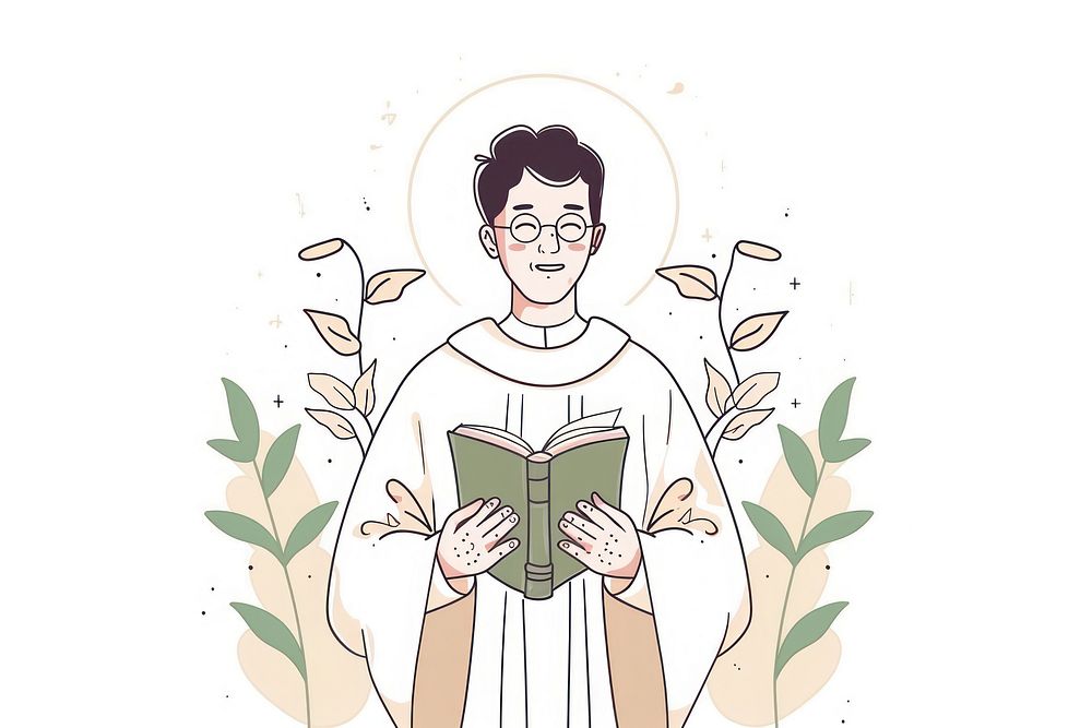 Priest with bible illustration art illustrated accessories.