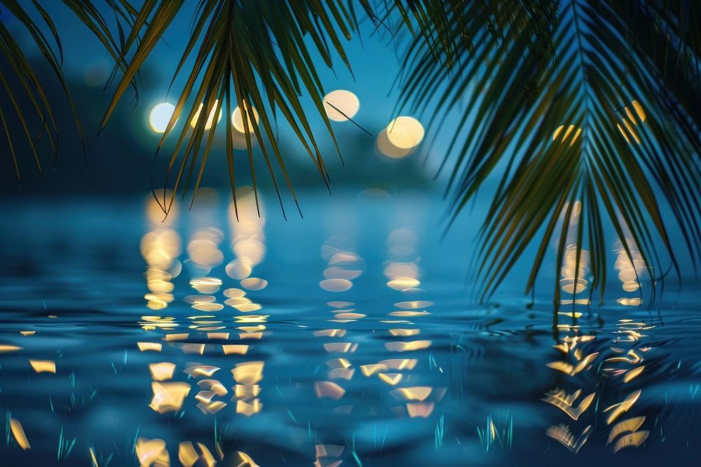 Tropical beach night backgrounds reflection.