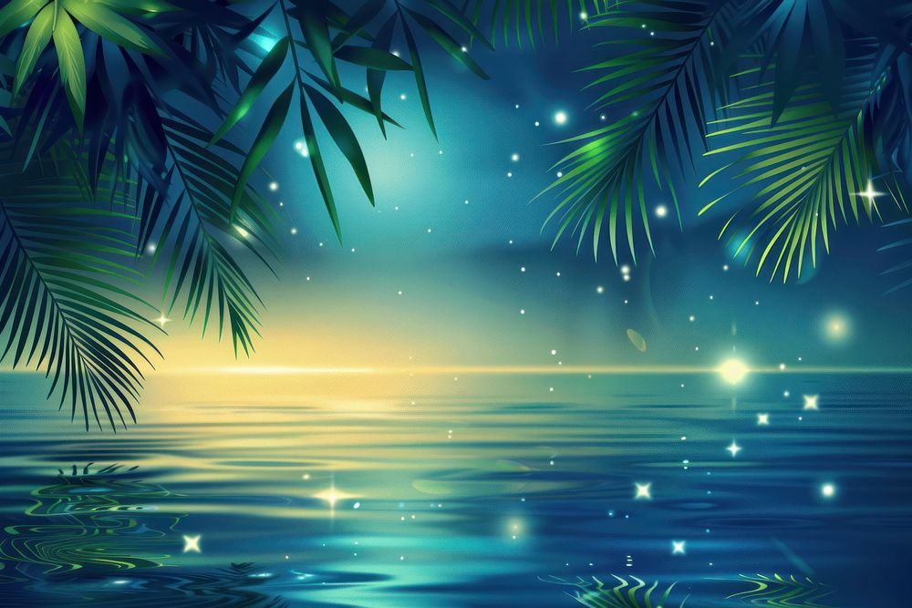 Tropical beach night backgrounds reflection.