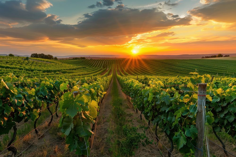 Vineyard outdoors nature sunset.