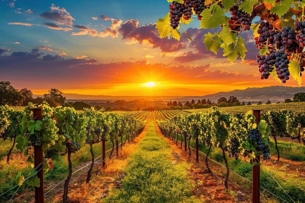 Vineyard outdoors sunset nature.