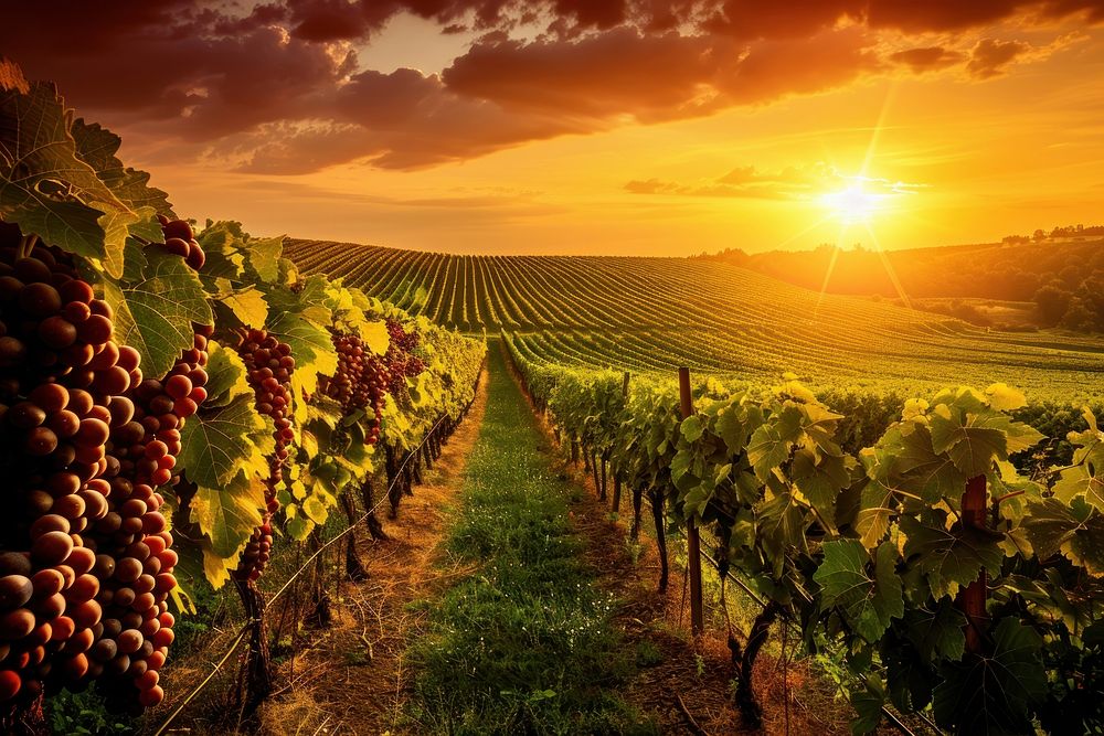 Vineyard outdoors sunset nature.