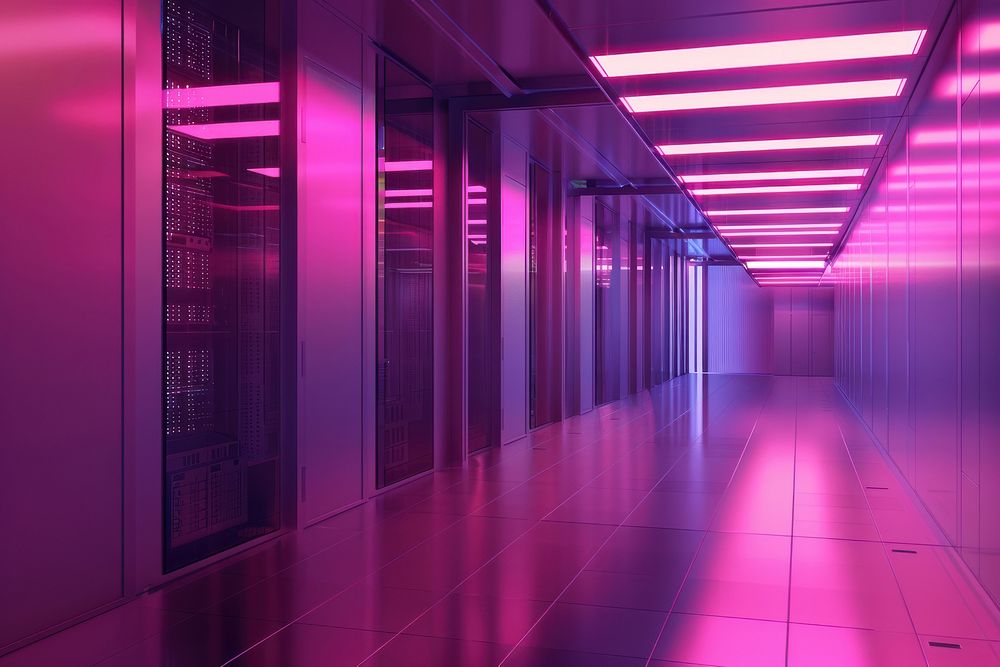 Supercomputer architecture building corridor.