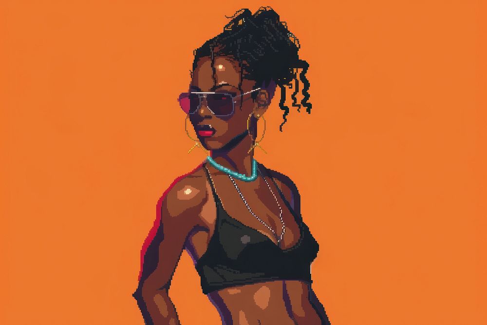 Black women cut pixel art accessories accessory.