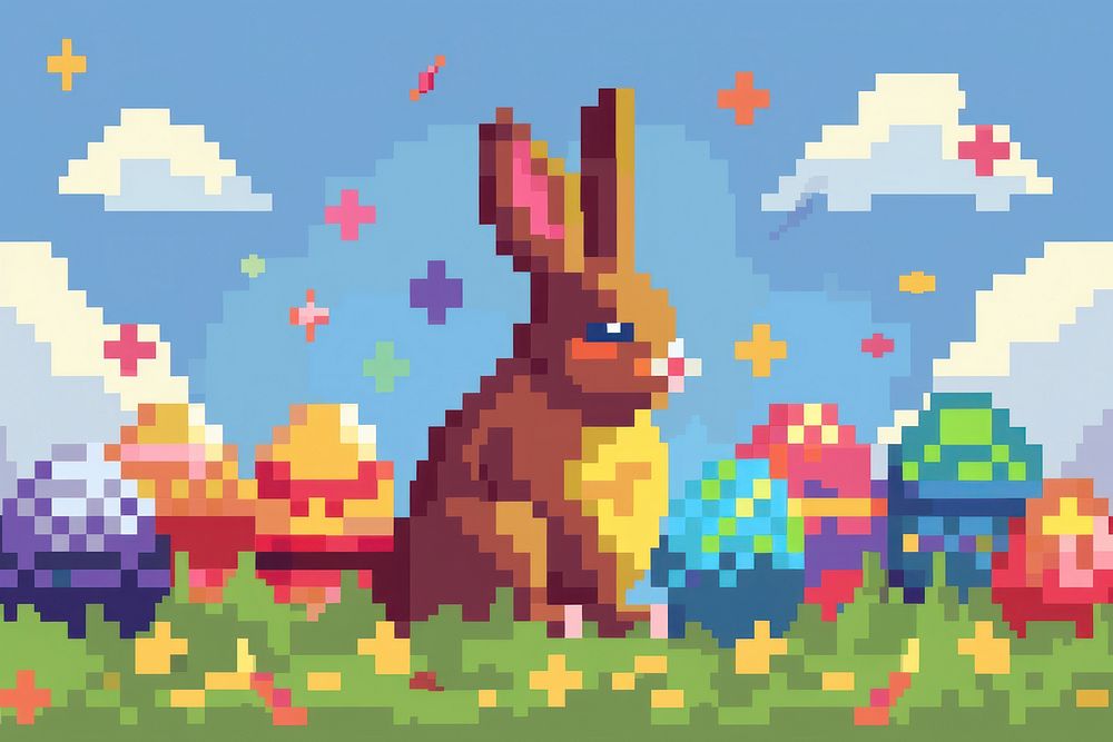 Easter cut pixel person animal mammal.