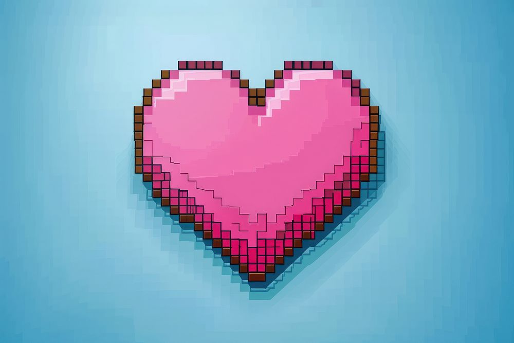 Emoji cut pixel symbol love heart symbol.