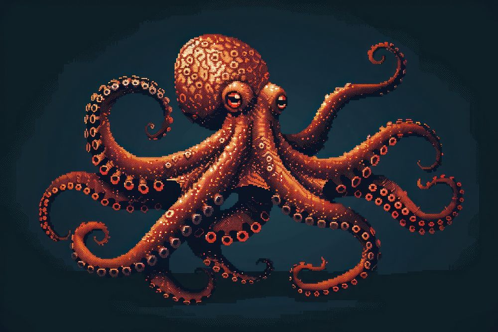 Octopus cut pixel invertebrate reptile animal.