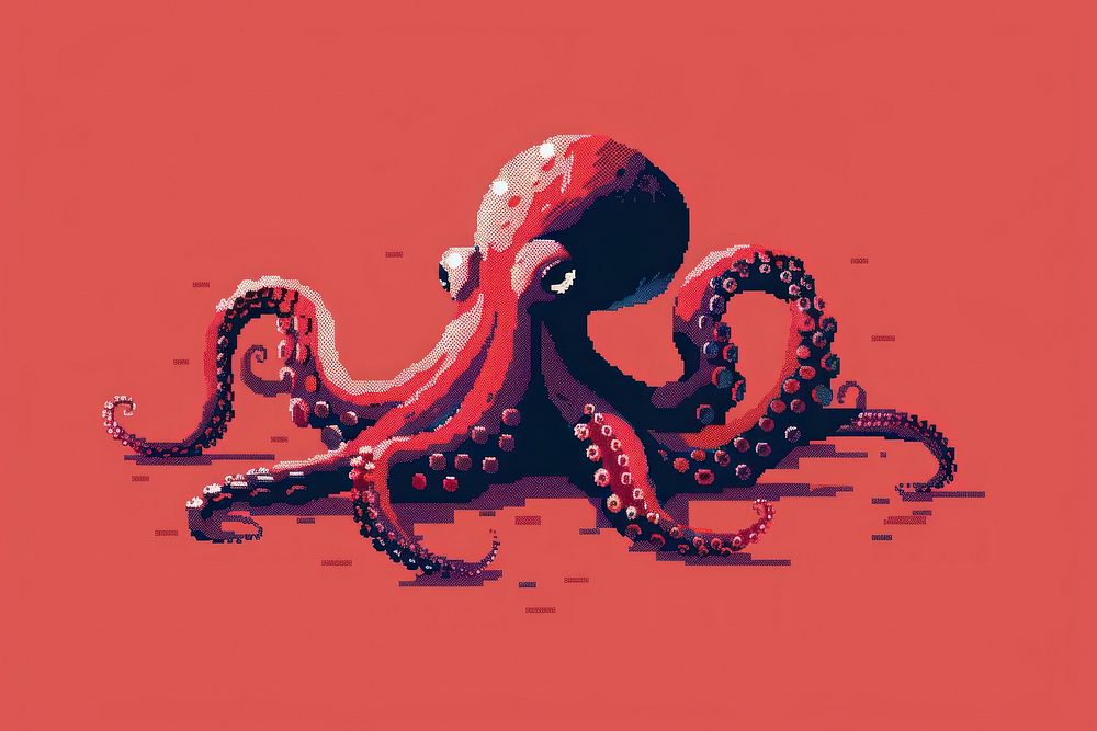 Octopus cut pixel invertebrate animal person.