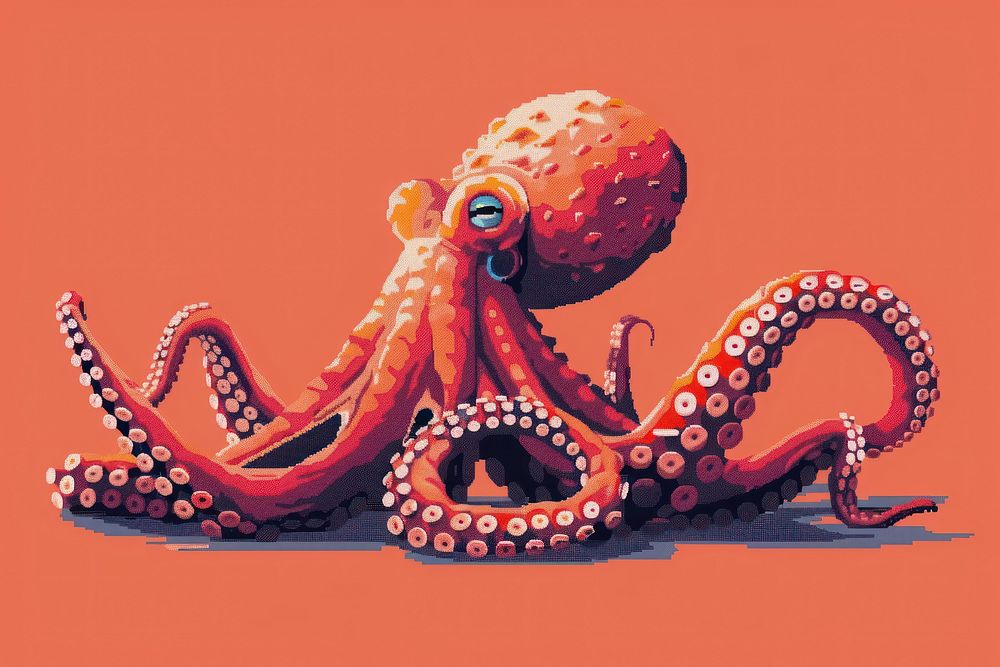 Octopus cut pixel invertebrate animal smoke pipe.