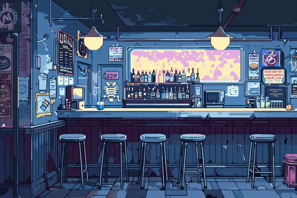 Restaurent cut pixel bar pub.