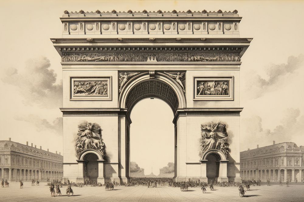 Arc de triomphe transportation architecture painting.