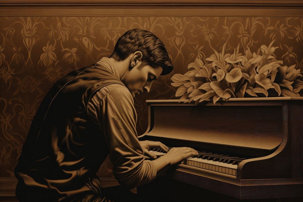 Musician playing piano recreation performer keyboard.