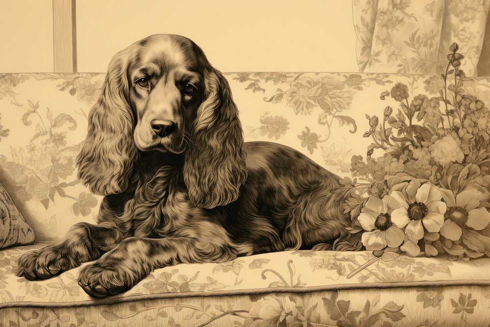 English cocker spenial dog furniture spaniel cushion.
