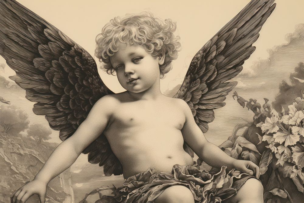Flying cupid photography archangel portrait.