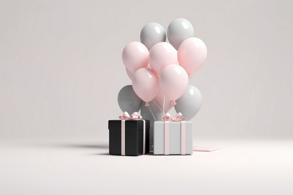 Pastel gift box balloon people person.