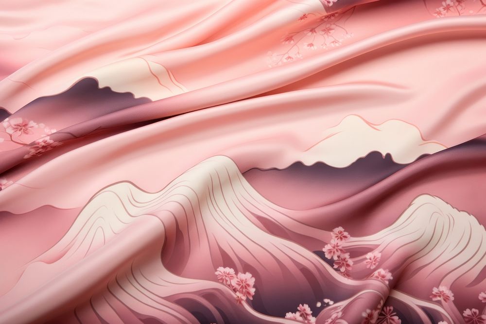 Mount Fuji pattern backgrounds satin silk.