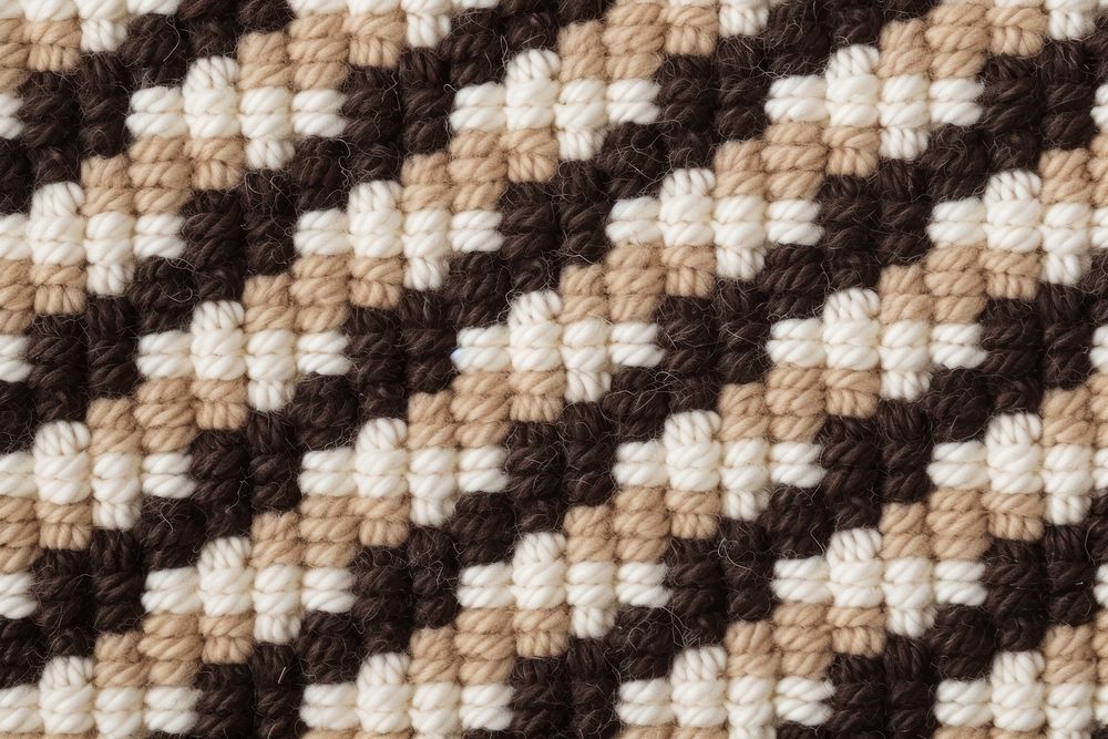 Checkered pattern knitted wool person human rug.