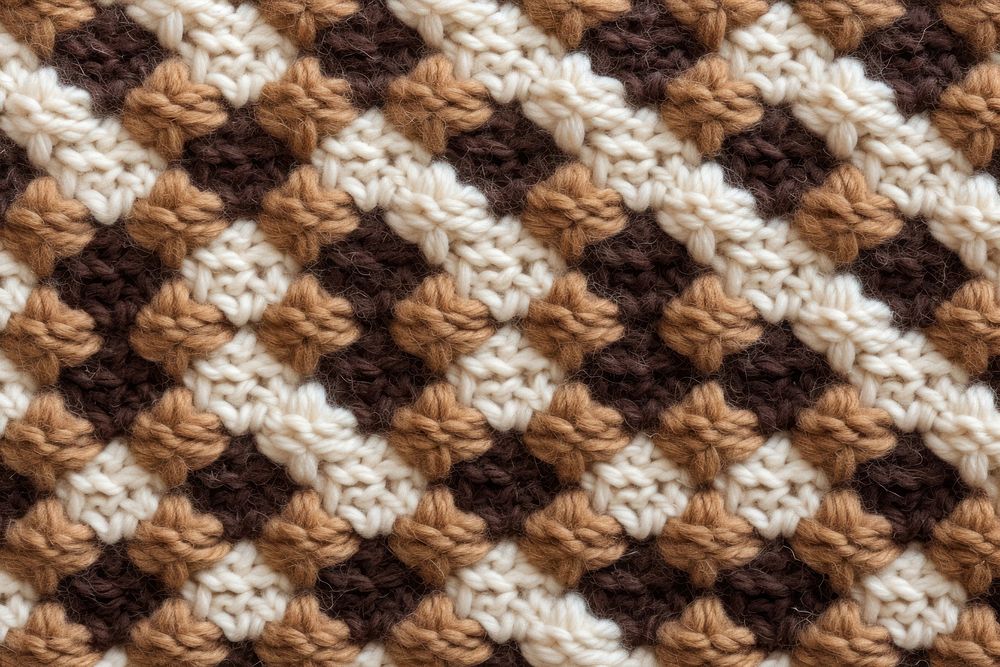 Checkered pattern knitted wool texture rug toy.