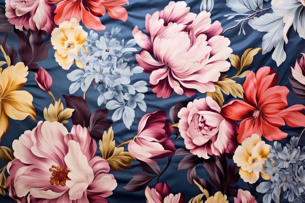 Floral pattern fabric texture backgrounds painting flower.