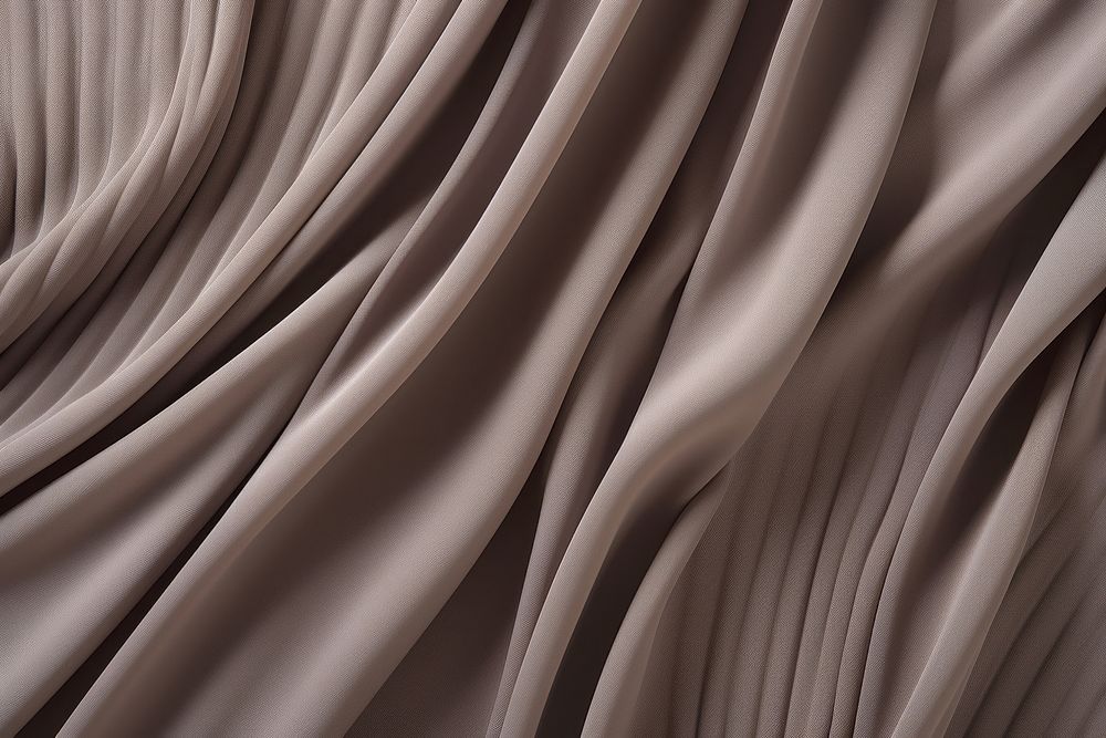 Taupe pleated polyester velvet silk.