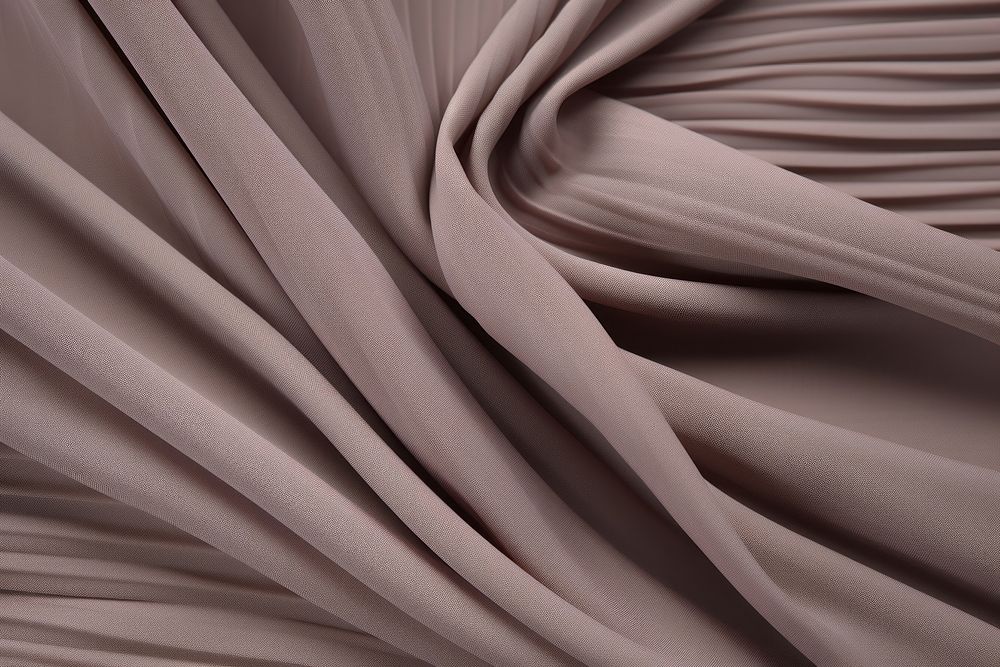 Taupe pleated polyester velvet silk.