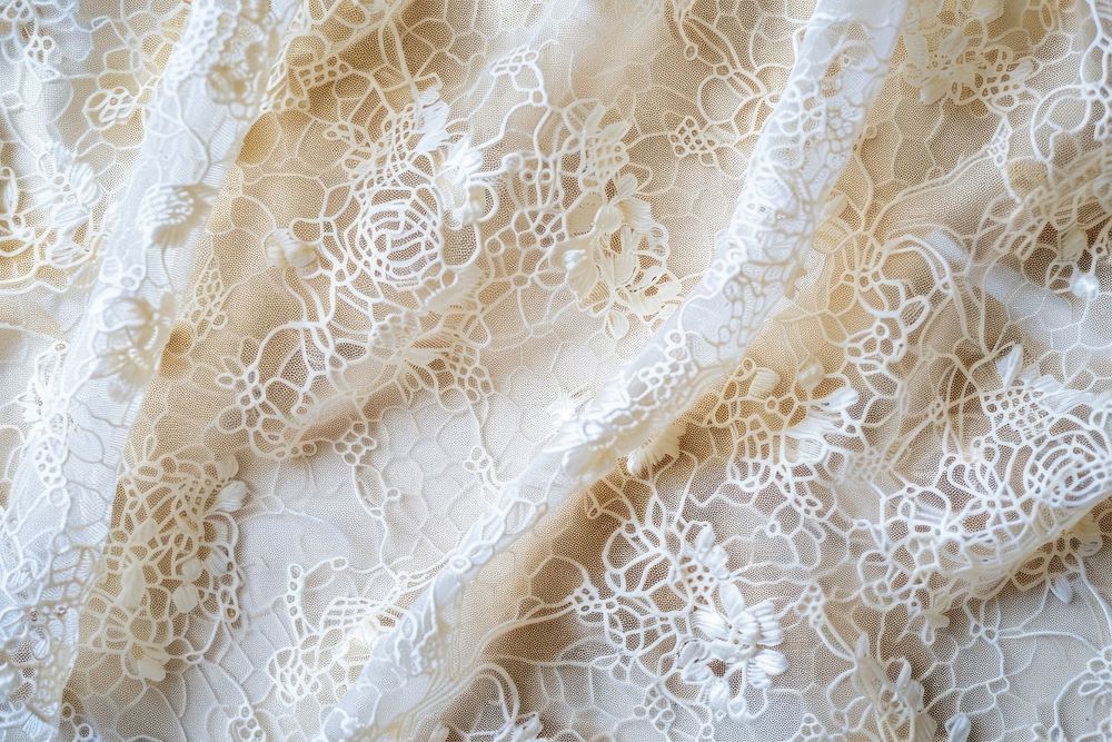 Lace backgrounds textured softness.