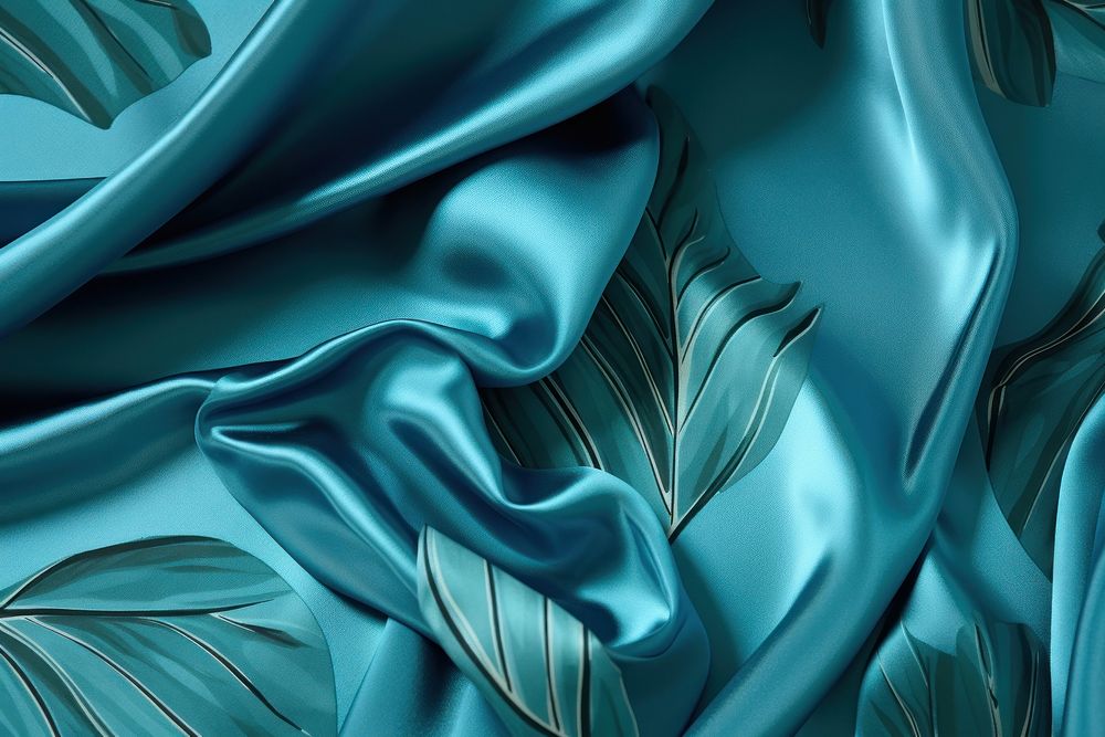 Plant pattern fabric texture backgrounds satin blue.