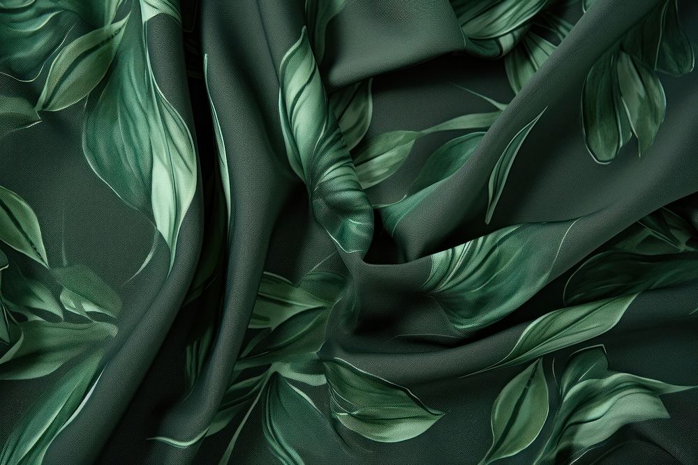 Plant pattern fabric texture backgrounds green satin.