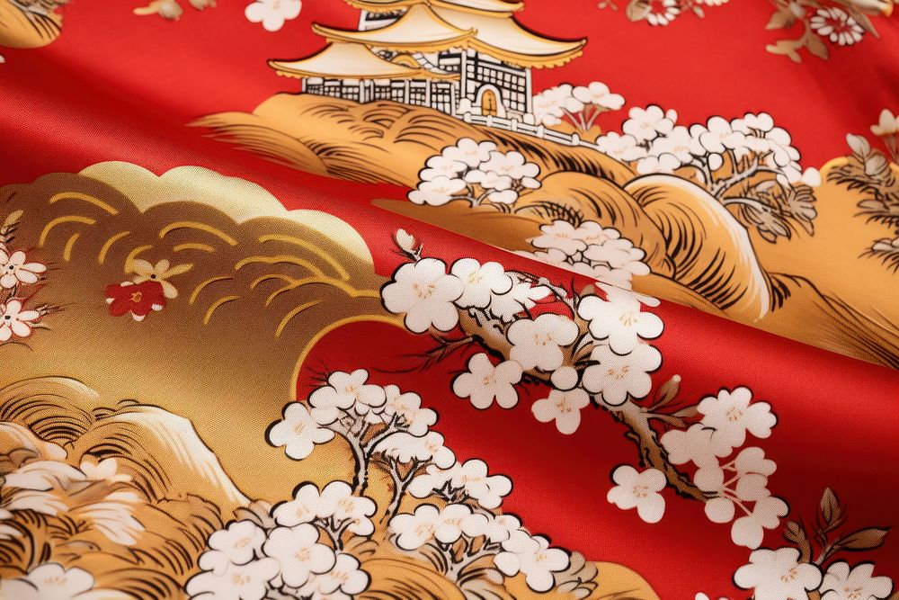 Shogun Castle pattern backgrounds satin decoration.