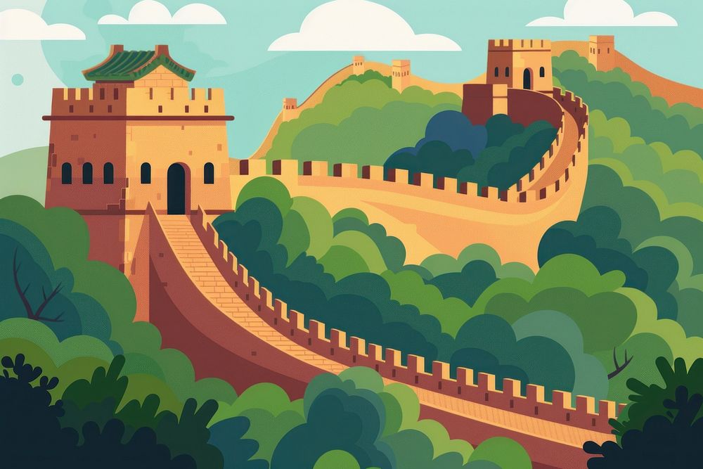 Great wall of China architecture building fortress.