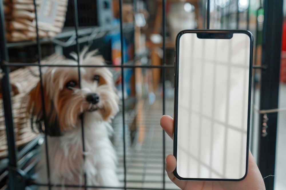 Blank smartphone mockup pet electronics animal.