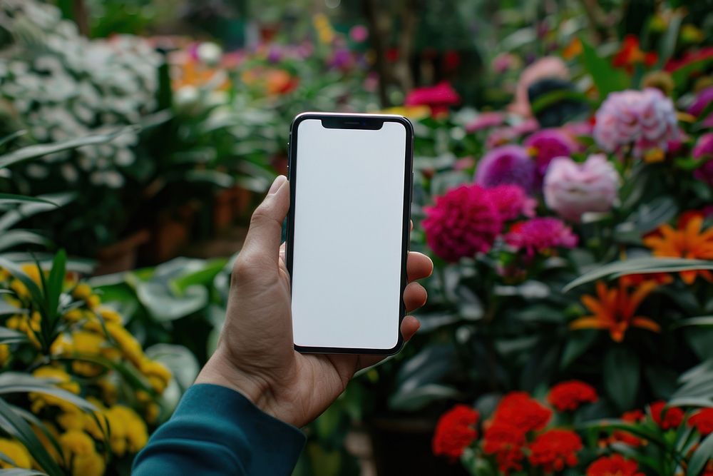 Blank smartphone mockup flower photo electronics.