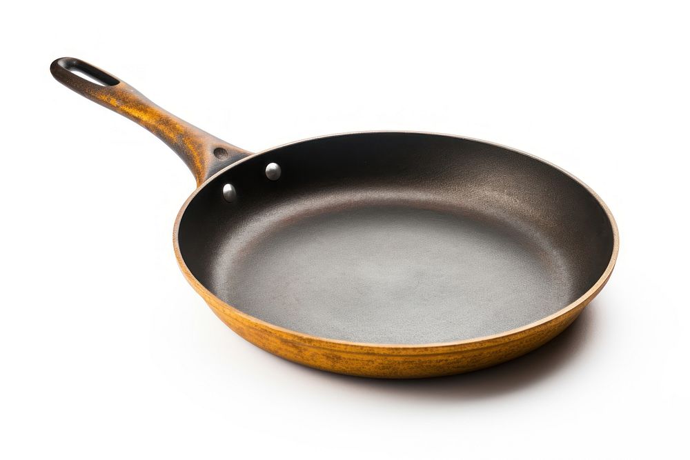 Frying pan frying wok white background.