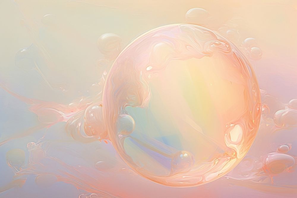 Close up on pale pastel tones bubble astronomy universe sphere.