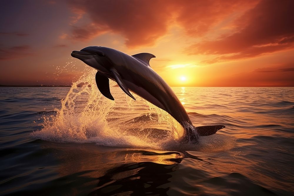 Beautiful dolphin outdoors jumping animal.