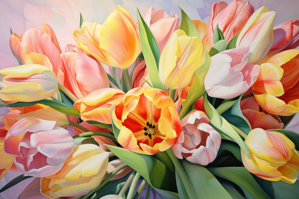 Delicate tulip painting flower petal.