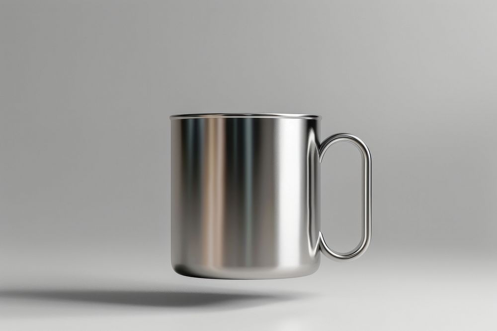 Stainless steel mug mockup beverage coffee bottle.