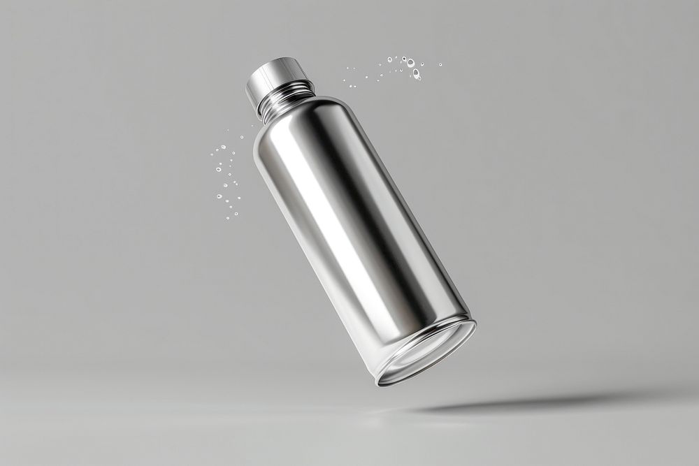Spray stainless steel can mockup bottle shaker.