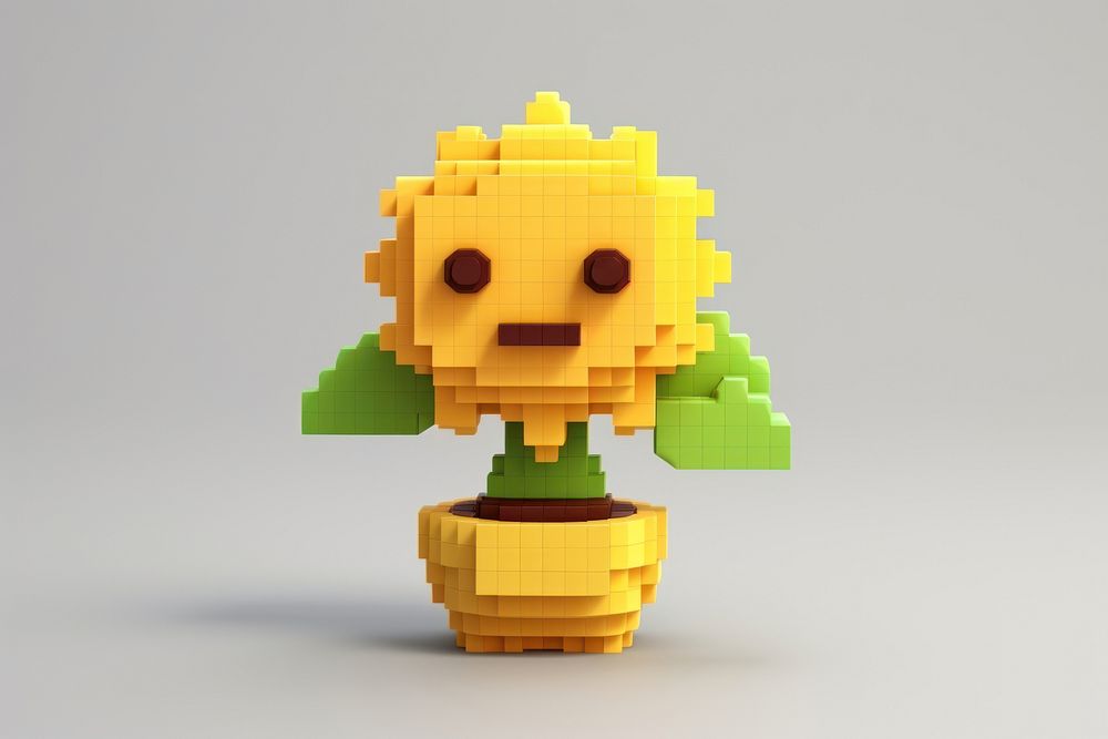 Cute pixel sunflower object robot toy.