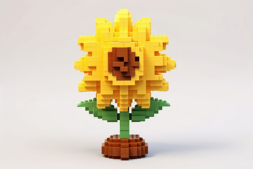 Cute pixel sunflower object art asteraceae daffodil.