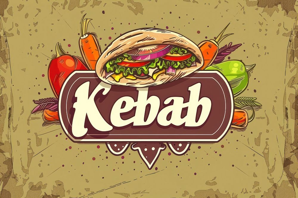 Kebab logo advertisement lunch food.
