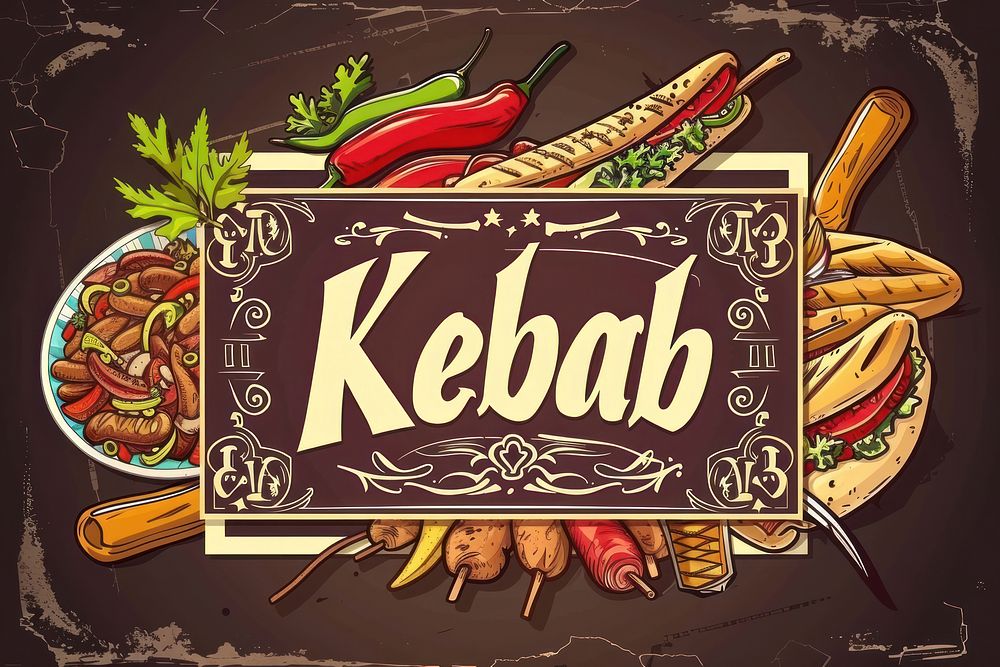 Kebab logo advertisement blackboard food.