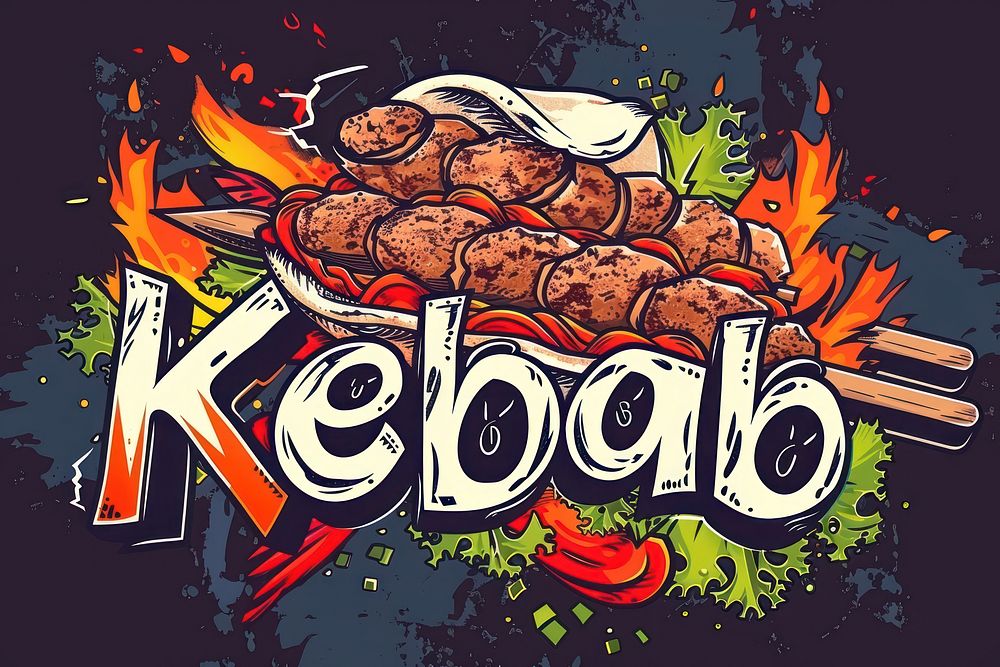 Kebab logo advertisement grilling brochure.