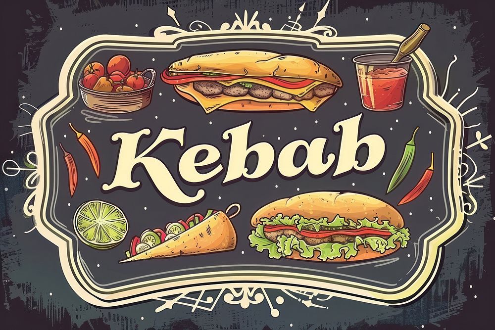 Kebab logo advertisement burger lunch.