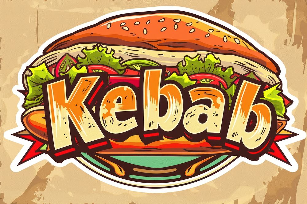 Kebab logo ketchup food.