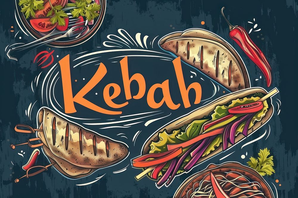 Kebab logo advertisement food art.