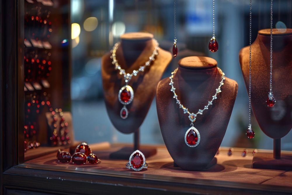 Jewelry shop window display accessories.