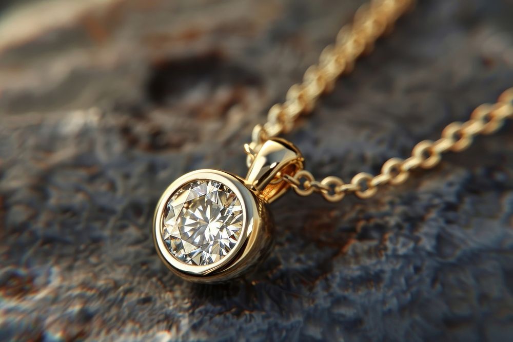 Golden chain necklace diamond jewelry pendant.